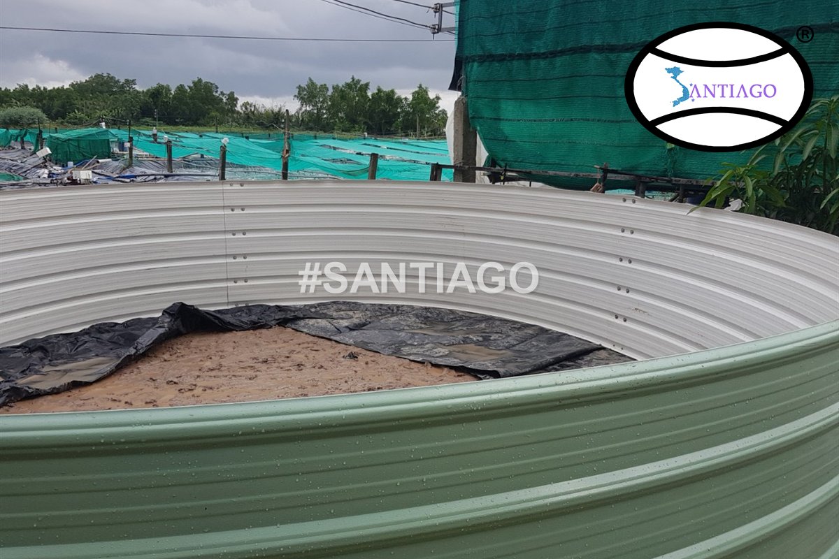 Ao tôm tròn nổi quấn bằng tôn nhựa 6 sóng