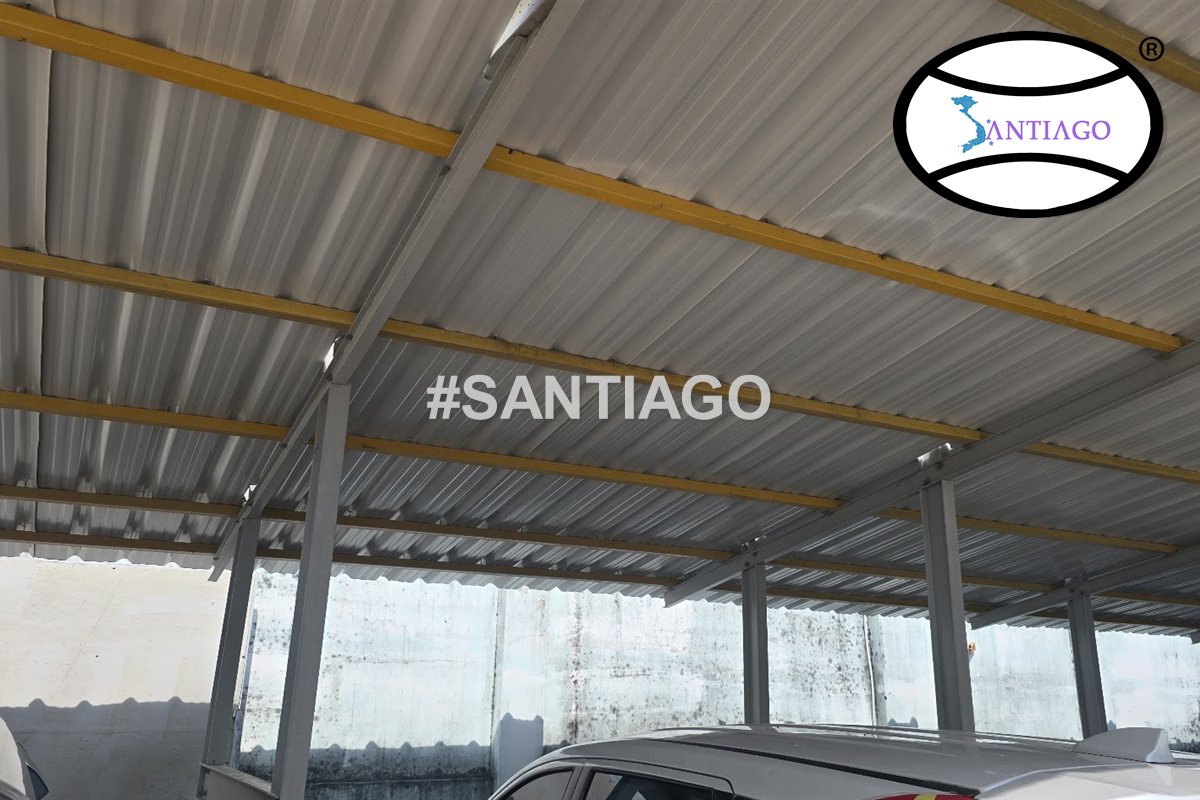 Mái che lớn dùng xà gồ composite gác trên vì kèo