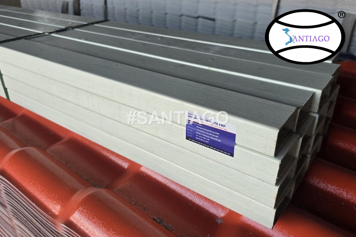 Mặt cắt xà gồ composite hộp một ngăn đặt trên ngói nhựa