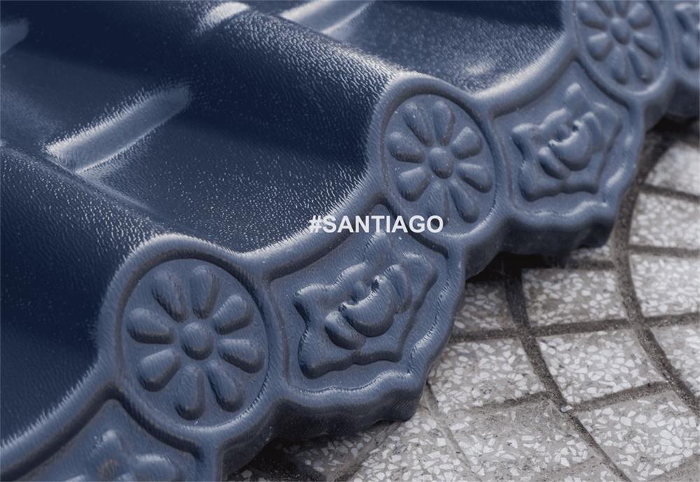 Đầu mái ngói nhựa âm dương Santiago có hoa văn tròn