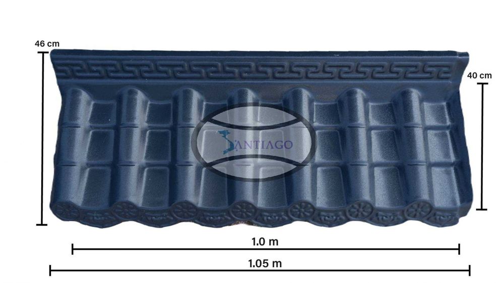 Quy cách tấm ngói nhựa âm dương 40 cm Santiago