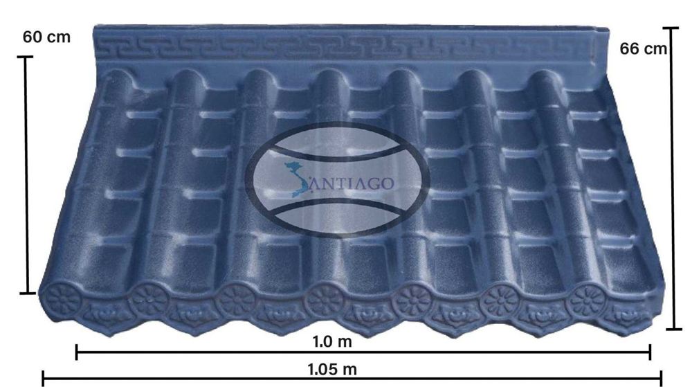 Quy cách tấm ngói nhựa âm dương 60 cm Santiago