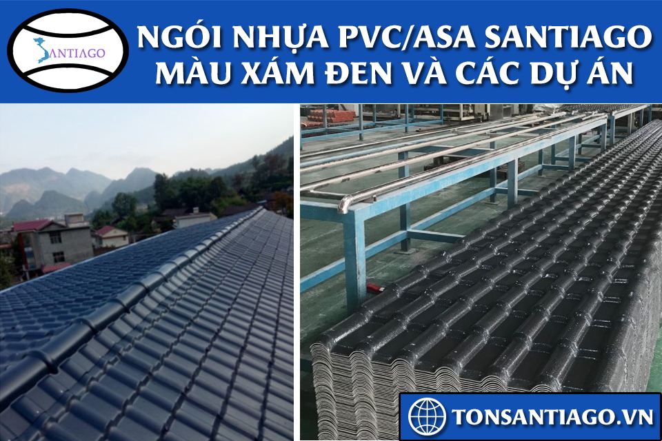 ngói nhựa pvc asa màu xám đen