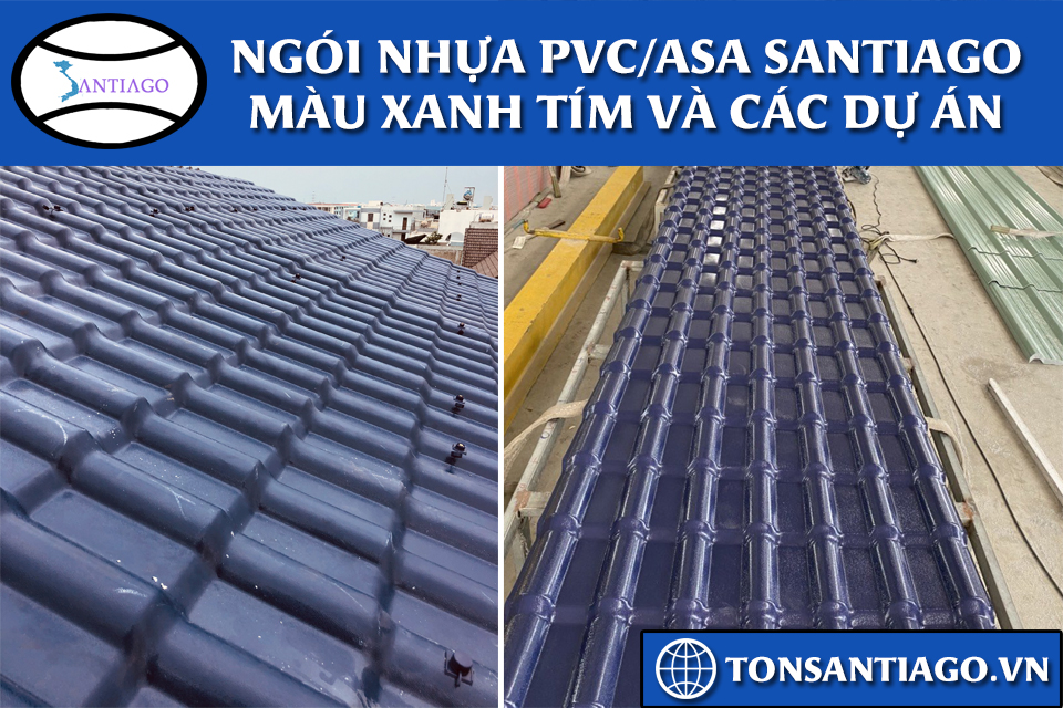 ngói nhựa pvc asa màu xanh tím