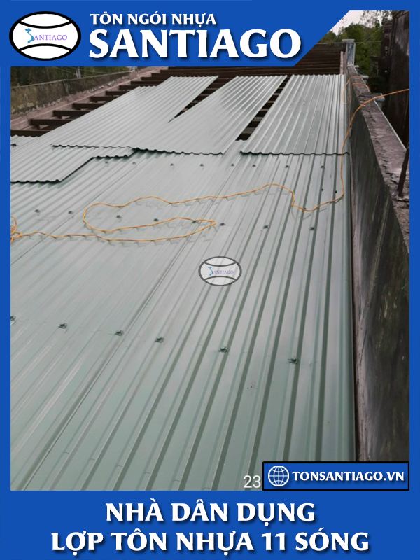 nhà dân dụng lợp tôn nhựa pvc asa 11 sóng Santiago