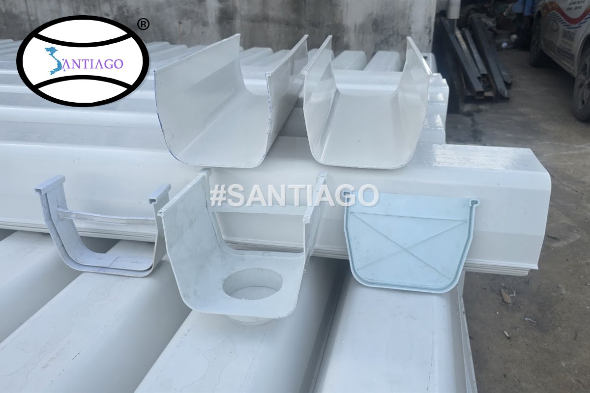 Khớp nối, nắp bịt và phễu thu làm cùng cỡ với cây máng