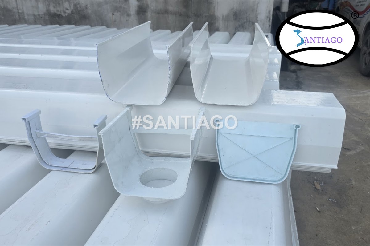 Nối, bịt đầu và phễu thu máng xối nhựa PVC Santiago