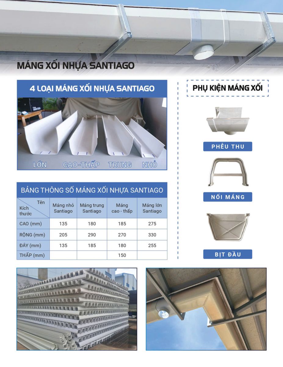 spec - kích thước của máng xối nhựa pvc