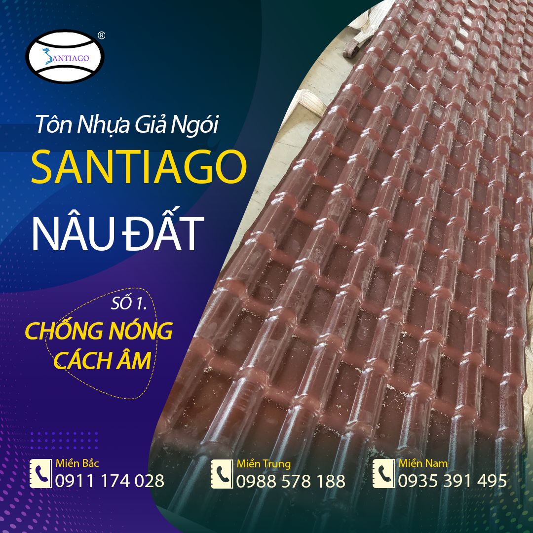 tôn giả ngói màu nâu đất