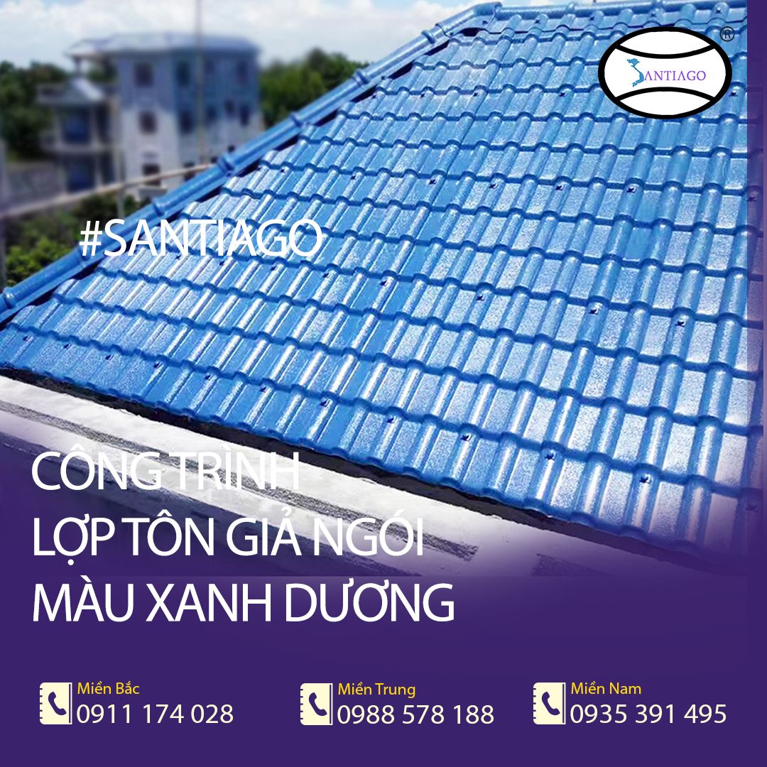 tôn giả ngói santiago màu xanh