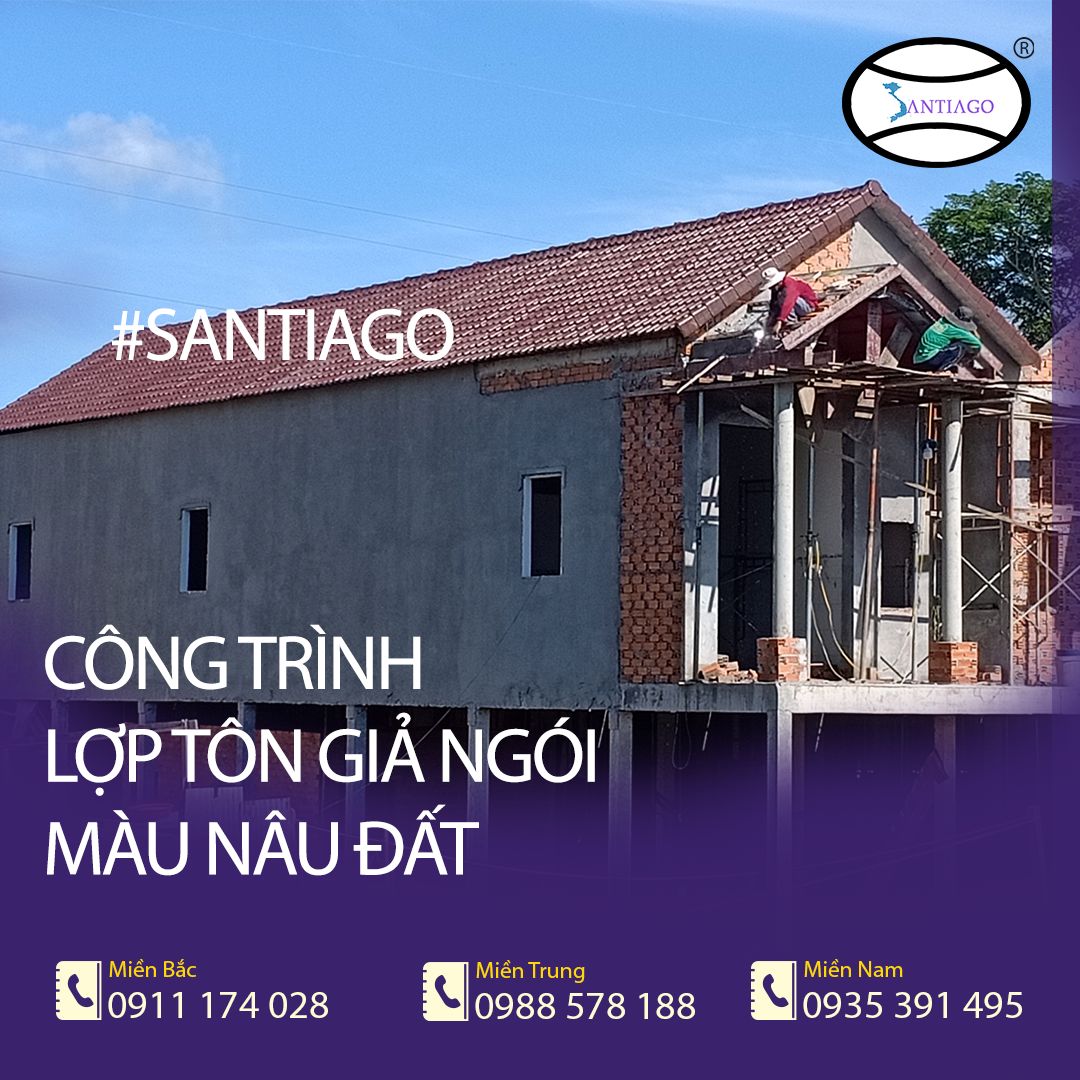 tôn giả ngói màu nâu đất