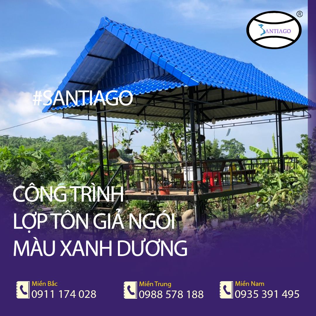 tôn giả ngói màu xanh dương