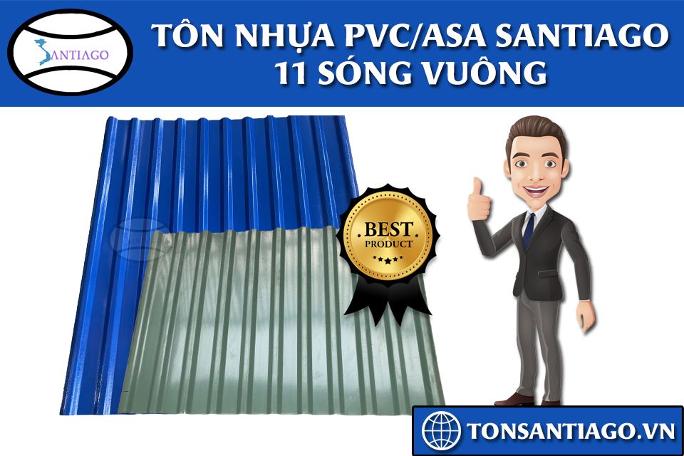 tôn nhựa 11 sóng vuông pvc asa santiago