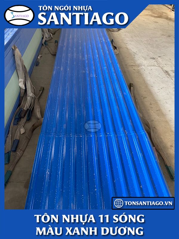 tôn nhựa 11 sóng màu xanh dương