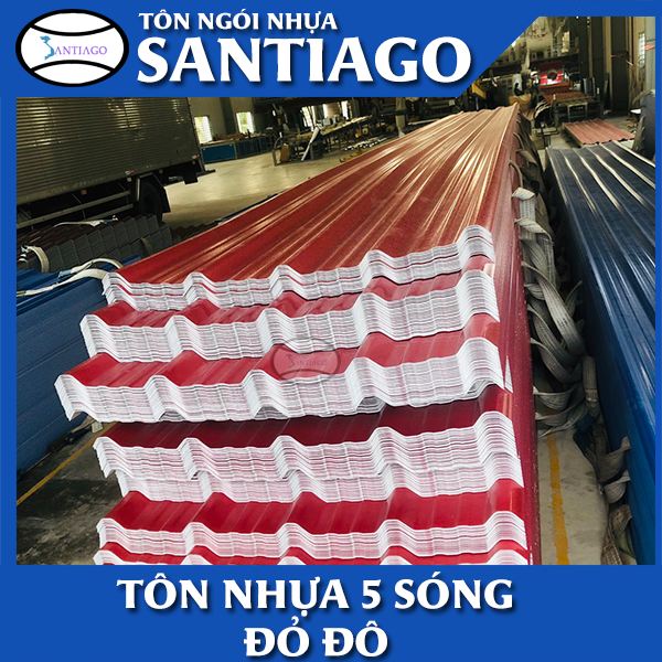 tôn nhựa 5 sóng màu đỏ đô