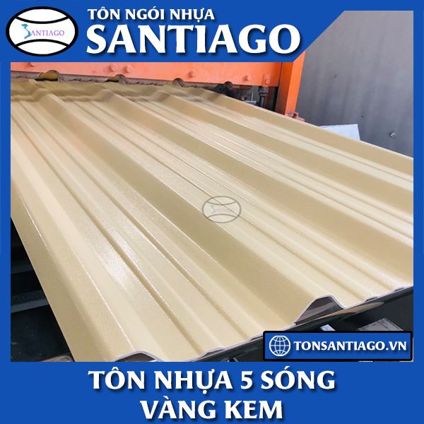 tôn nhựa asa pvc 5 sóng màu vàng kem