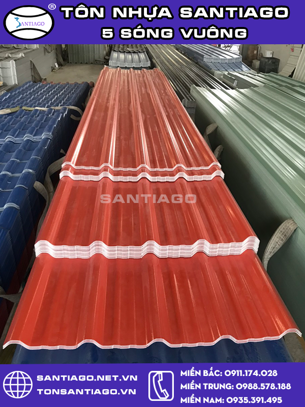 tôn nhựa 5 sóng vuông nghệ an