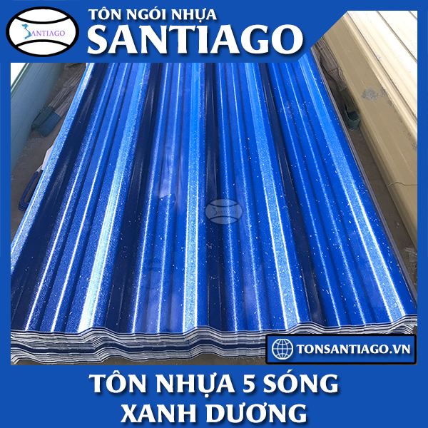 tôn nhựa asa pvc 5 sóng màu xanh dương