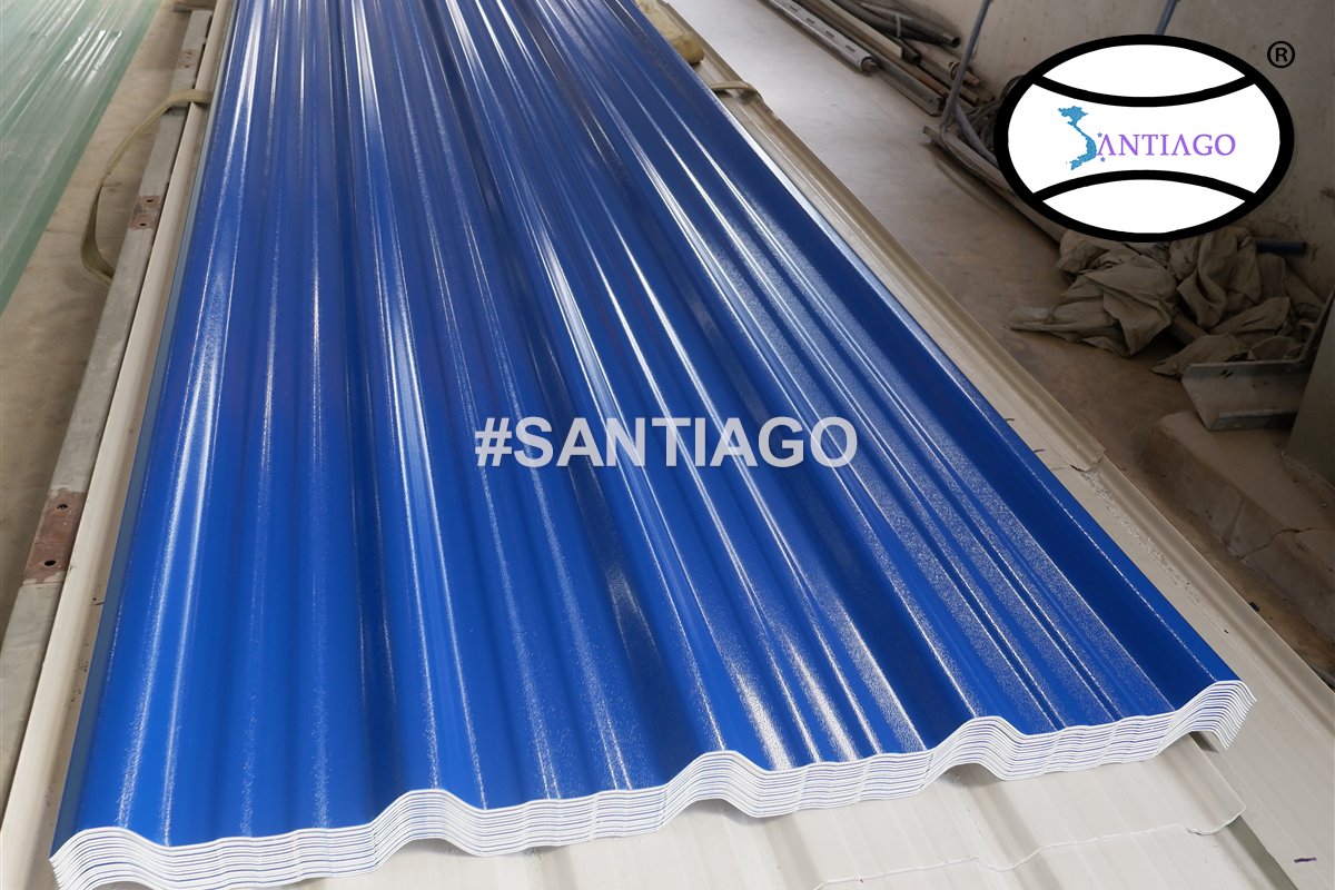 Tôn nhựa 5 sóng màu xanh dương Santiago