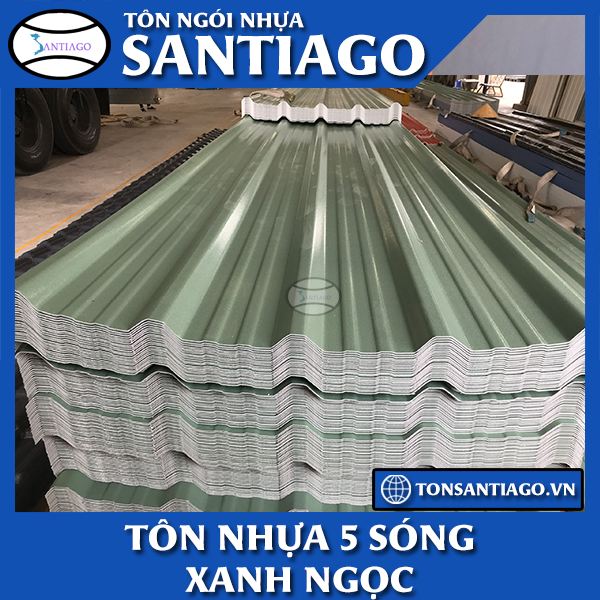 tôn nhựa asa pvc 5 sóng màu xanh ngọc