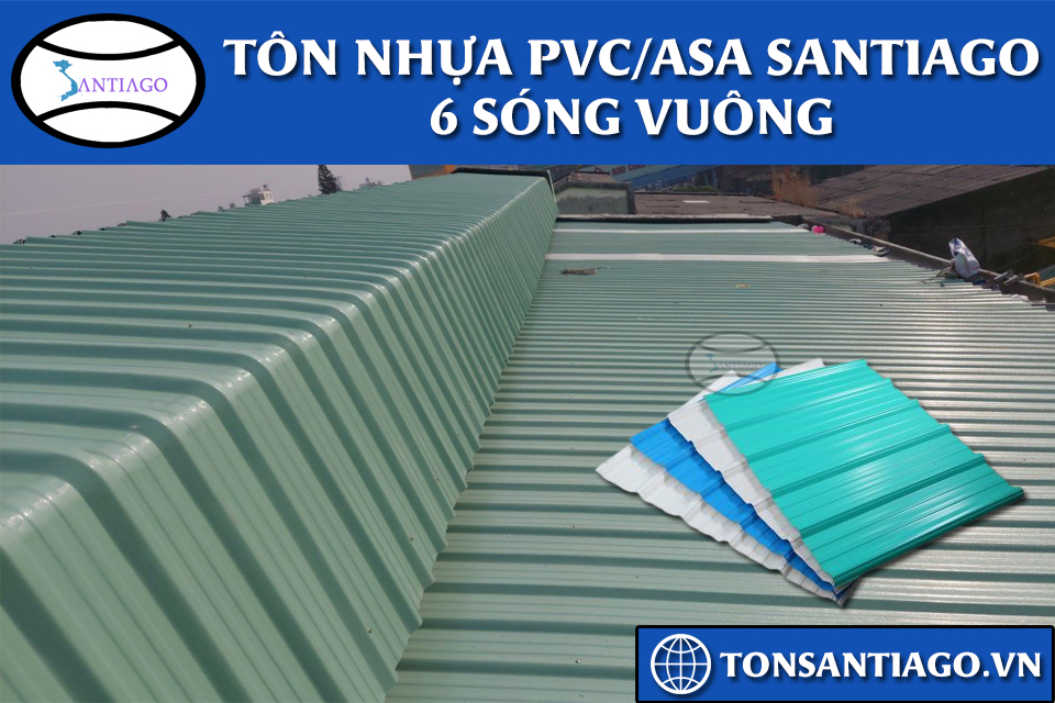 tôn nhựa 6 sóng vuông pvc asa