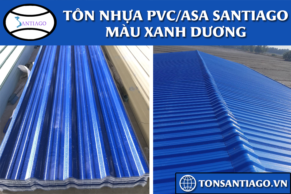 tôn nhựa pvc asa santiago màu xanh dương