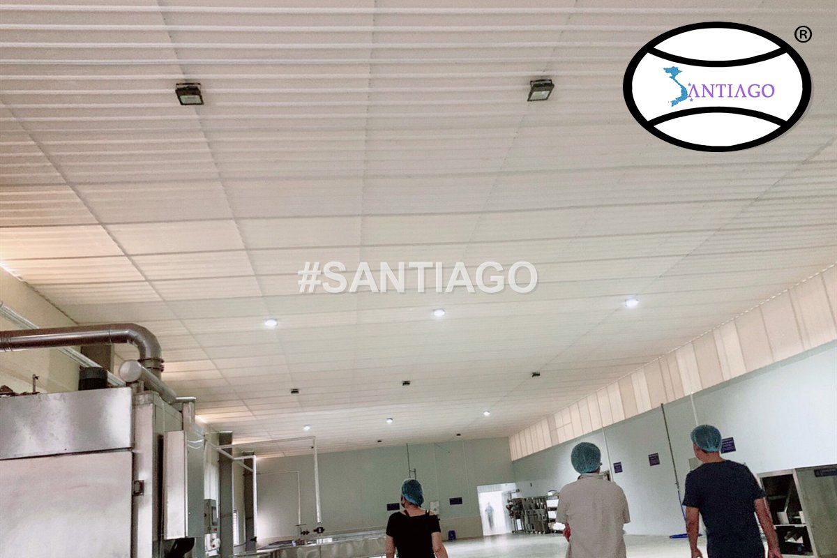 Trần tôn nhựa màu trắng trong một xưởng sản xuất (tháng 9/2020)
