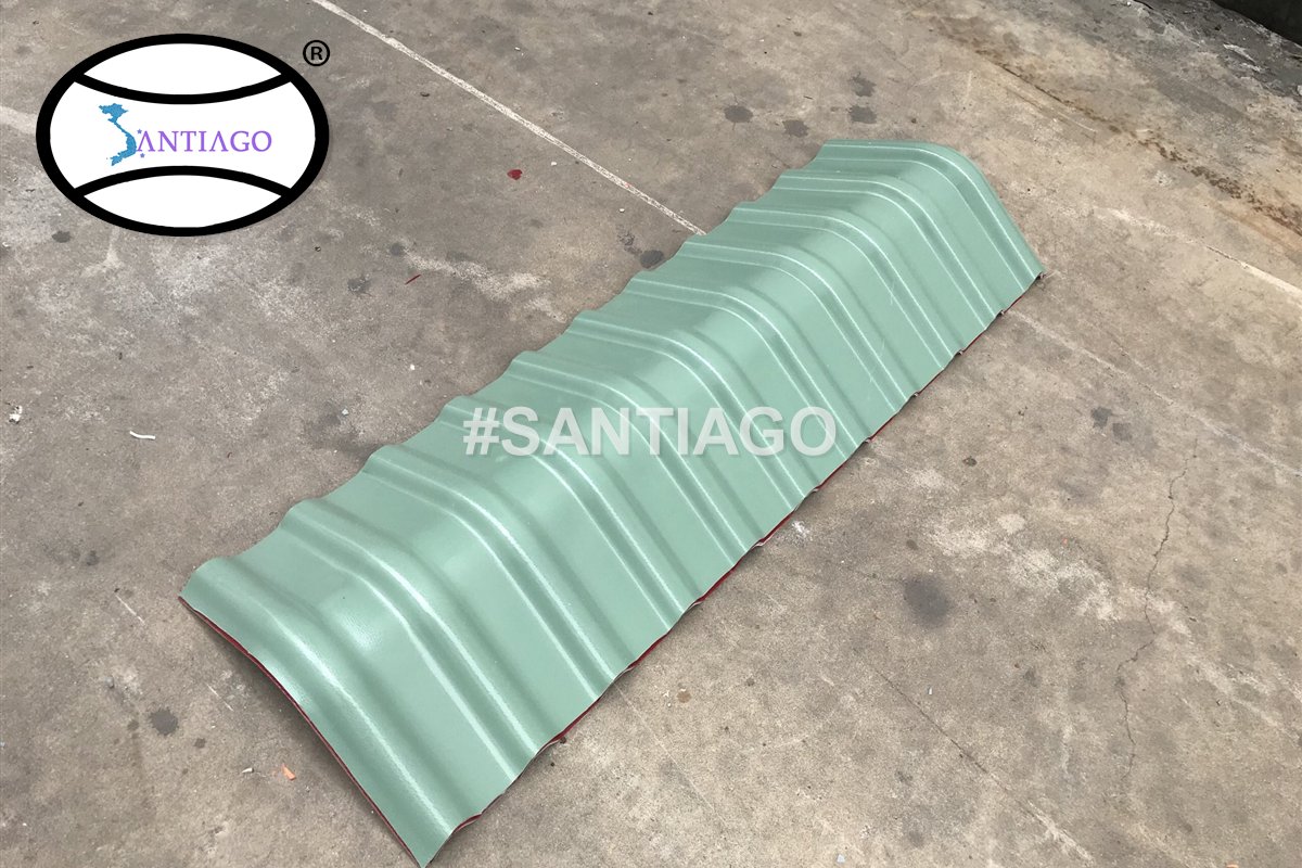 Úp nóc tôn nhựa xanh ngọc đỉnh uốn tròn