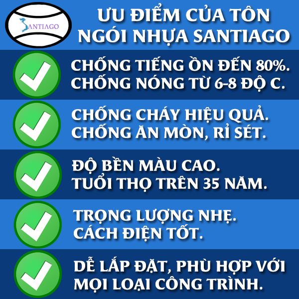 ưu điêm tôn ngói nhựa santiago