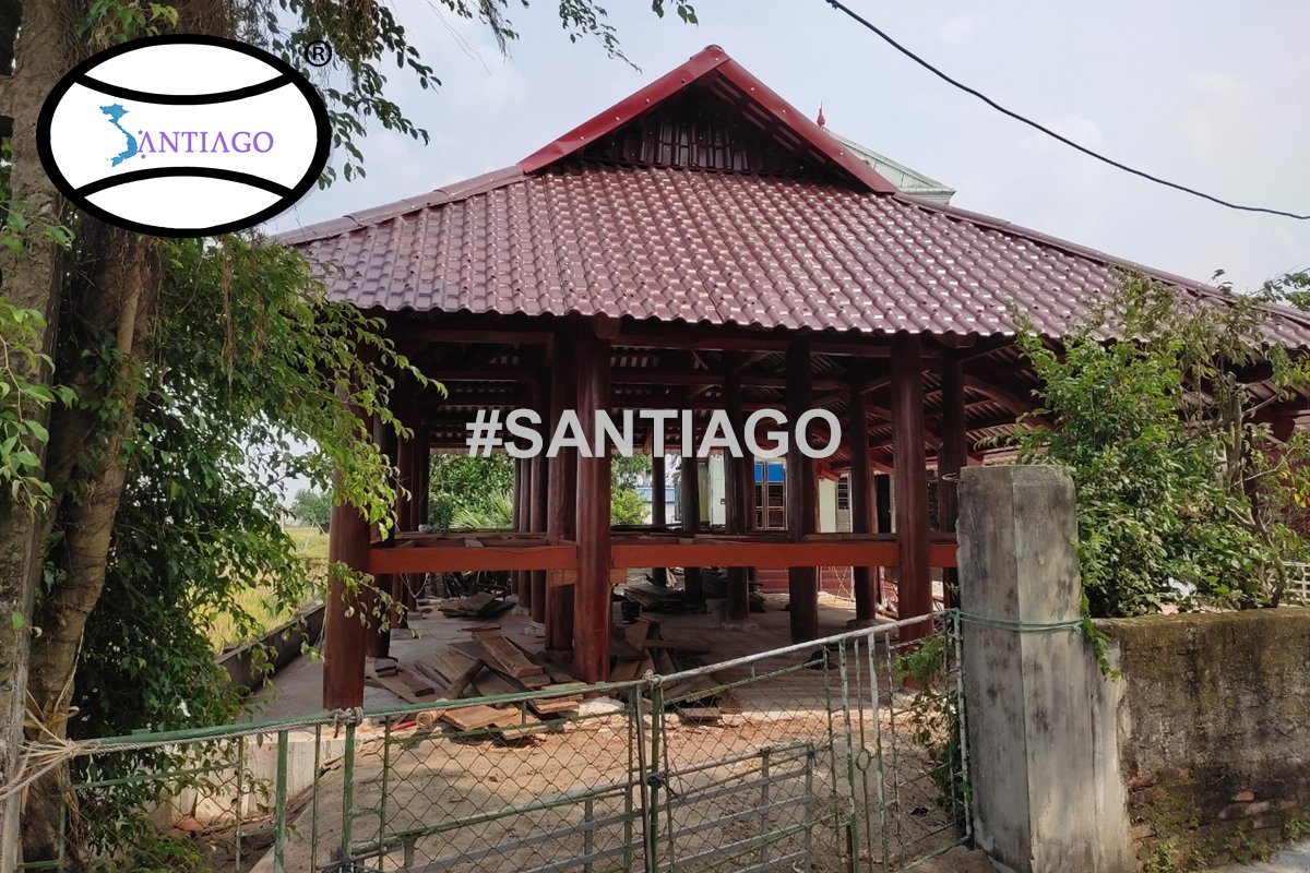 Mái ngói nhựa PVC ASA Santiago trên nhà gỗ ở Nam Định cũ