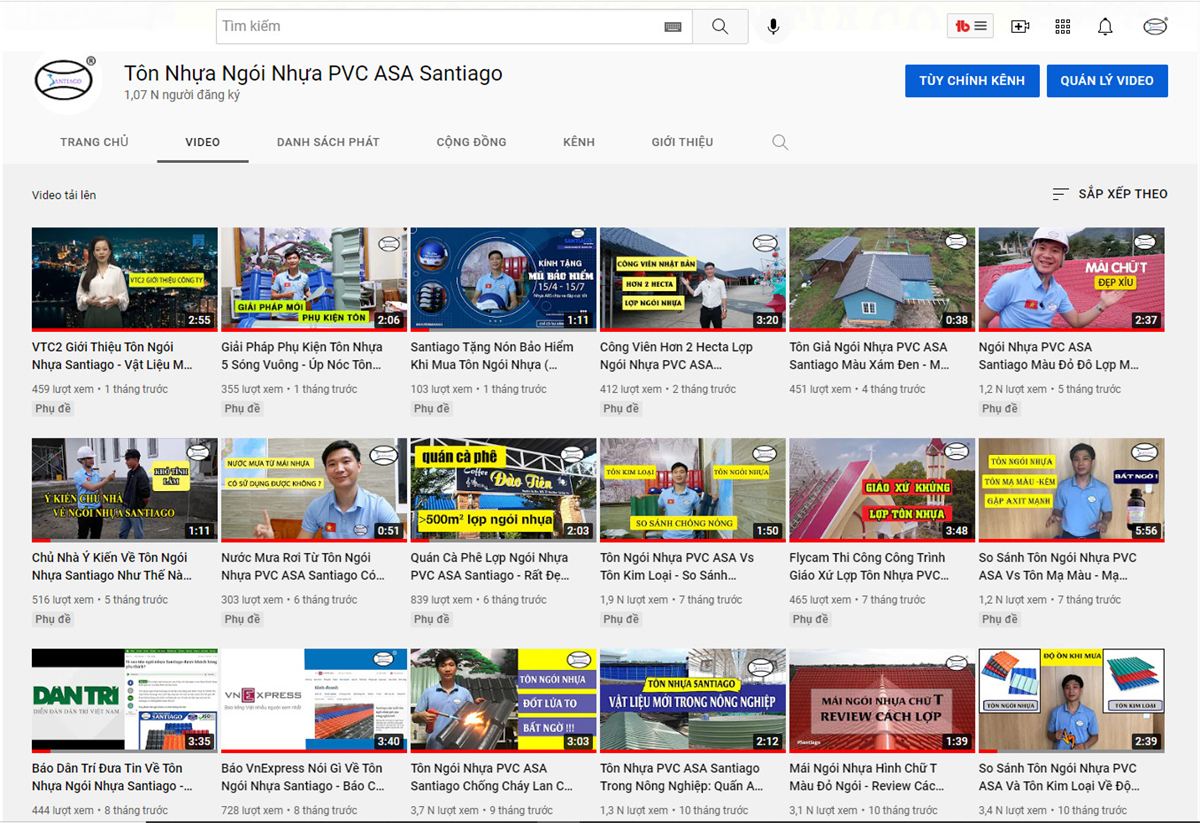Kênh YouTube hướng dẫn lợp tôn ngói nhựa của Santiago được Báo Sở hữu trí tuệ nhắc tới